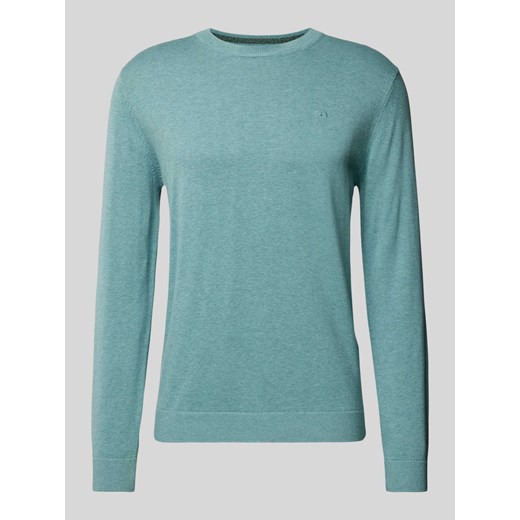 Sweter z dzianiny z wyhaftowanym logo model ‘BASIC’ ze sklepu Peek&Cloppenburg  w kategorii Swetry męskie - zdjęcie 174759002