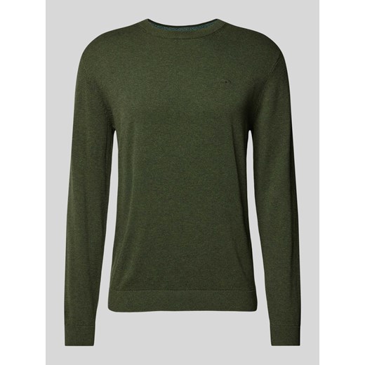 Sweter z dzianiny z wyhaftowanym logo model ‘BASIC’ ze sklepu Peek&Cloppenburg  w kategorii Swetry męskie - zdjęcie 174759041