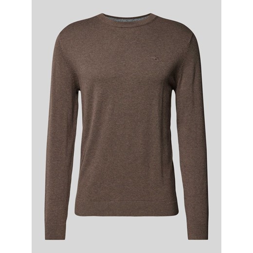 Sweter z dzianiny z wyhaftowanym logo model ‘BASIC’ ze sklepu Peek&Cloppenburg  w kategorii Swetry męskie - zdjęcie 174759080