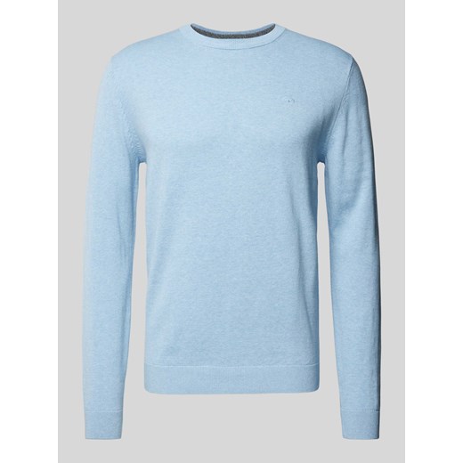 Sweter z dzianiny z wyhaftowanym logo model ‘BASIC’ ze sklepu Peek&Cloppenburg  w kategorii Swetry męskie - zdjęcie 174759184