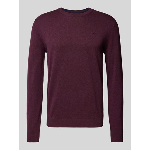 Sweter z dzianiny z wyhaftowanym logo model ‘BASIC’ ze sklepu Peek&Cloppenburg  w kategorii Swetry męskie - zdjęcie 174759301