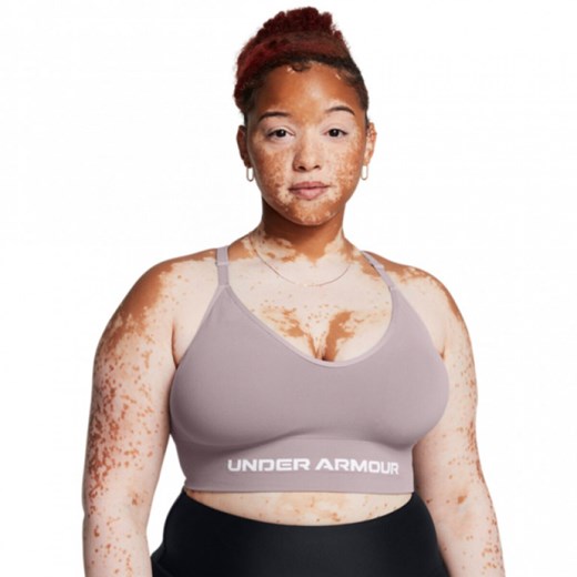 Damski biustonosz treningowy Under Armour Vanish Seamless Low Bra - beżowy ze sklepu Sportstylestory.com w kategorii Biustonosze - zdjęcie 174760883