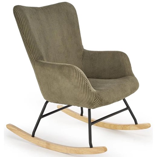 Oliwkowy fotel bujany w stylu skandynawskim M6-G57 ze sklepu Edinos.pl w kategorii Fotele - zdjęcie 174766923