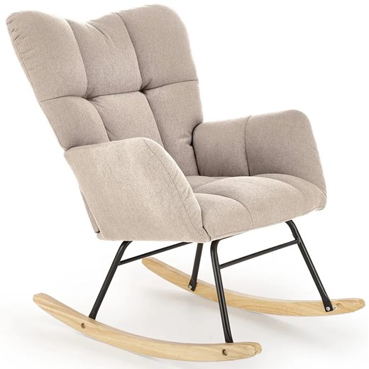 Beżowy pikowany fotel bujany A0-L27 ze sklepu Edinos.pl w kategorii Fotele - zdjęcie 174766954