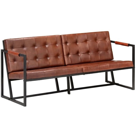 Brązowa sofa 3-osobowa ze skóry koziej – Bienee ze sklepu Edinos.pl w kategorii Sofy i kanapy - zdjęcie 174766963