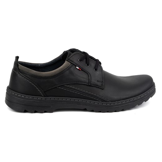 Olivier Buty męskie skórzane casual sznurowane 309GT czarne ze sklepu ButyModne.pl w kategorii Półbuty męskie - zdjęcie 174767604