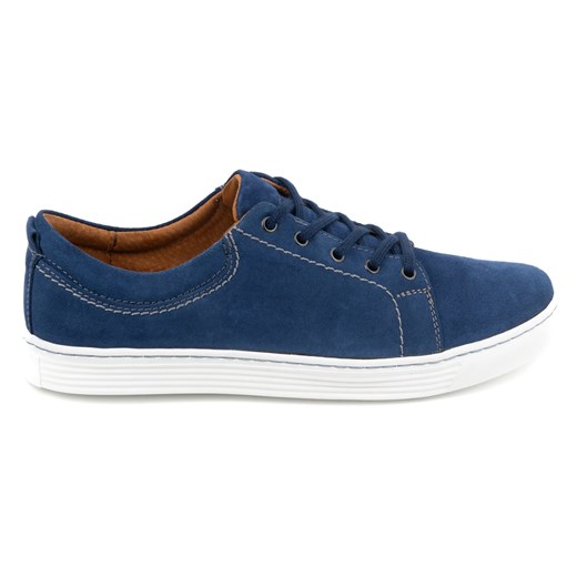 Olivier Buty Męskie skórzane casual 946MA niebieskie welur ze sklepu ButyModne.pl w kategorii Trampki męskie - zdjęcie 174767660
