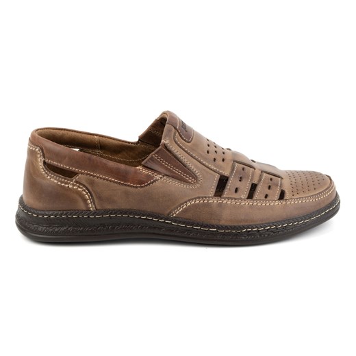 Joker Buty męskie skórzane wsuwane casual 893/J brązowe ze sklepu ButyModne.pl w kategorii Mokasyny męskie - zdjęcie 174767680