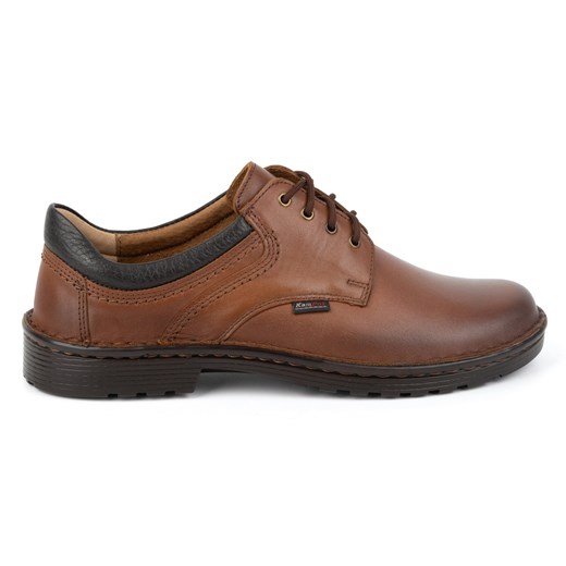 Kampol Buty męskie skórzane casual 11/C1 brązowe ze sklepu ButyModne.pl w kategorii Półbuty męskie - zdjęcie 174767724