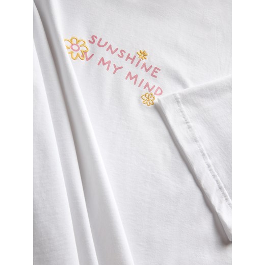 Reserved - T-shirt oversize z nadrukiem - złamana biel Reserved S Reserved