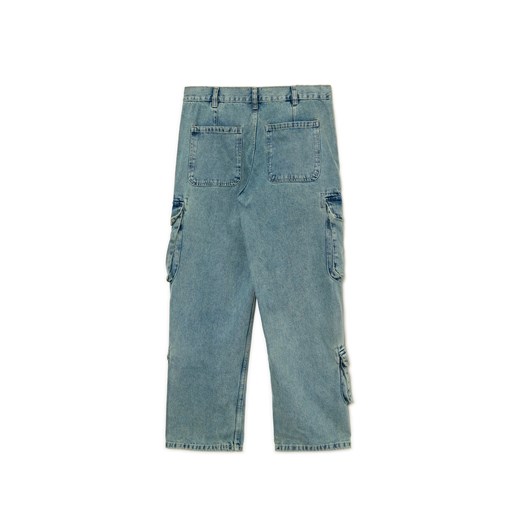 Cropp - Jeansy baggy z kieszeniami cargo - niebieski Cropp 30/34 Cropp