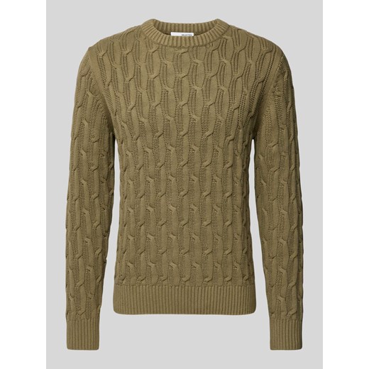Sweter z dzianiny z prążkowanymi wykończeniami model ‘CAI’ ze sklepu Peek&Cloppenburg  w kategorii Swetry męskie - zdjęcie 174775250