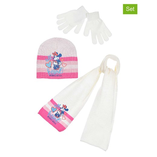 Disney Minnie Mouse 3-częściowy zestaw &quot;Minnie Mouse&quot; w kolorze białym ze sklepu Limango Polska w kategorii Czapki dziecięce - zdjęcie 174775604