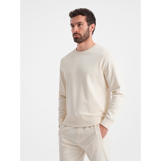 Męski dresowy komplet bluza + spodnie – kremowy V11 Z78 L ombre