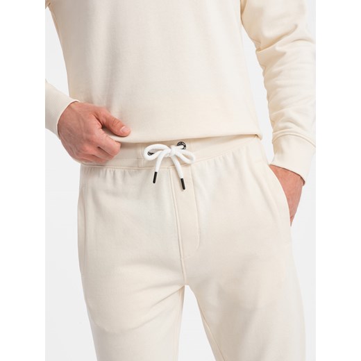 Męski dresowy komplet bluza + spodnie – kremowy V11 Z78 XL ombre