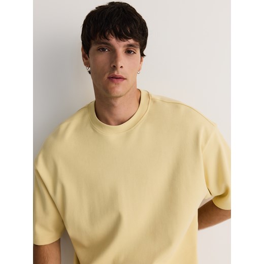 Reserved - T-shirt oversize z domieszką wiskozy - musztardowy Reserved M Reserved
