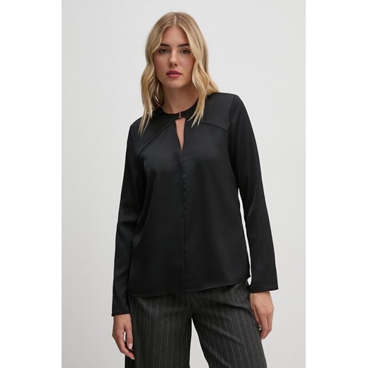 Calvin Klein bluzka damska kolor czarny gładka K20K207650 ze sklepu ANSWEAR.com w kategorii Bluzki damskie - zdjęcie 174779233