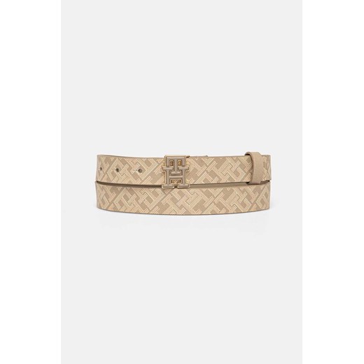 Tommy Hilfiger pasek skórzany damski kolor beżowy AW0AW16601 ze sklepu ANSWEAR.com w kategorii Paski damskie - zdjęcie 174779843