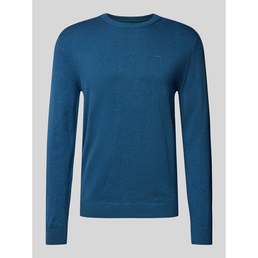 Sweter z dzianiny z wyhaftowanym logo model ‘BASIC’ ze sklepu Peek&Cloppenburg  w kategorii Swetry męskie - zdjęcie 174784653