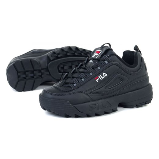Buty sportowe damskie czarne Fila sznurowane na płaskiej podeszwie