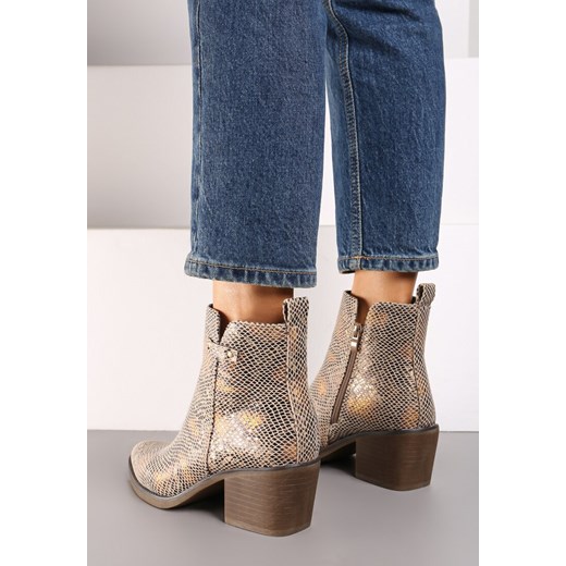 Żółte Botki w Stylu Kowbojek na Obcasie z Nitami Ferida 38 okazja born2be.pl