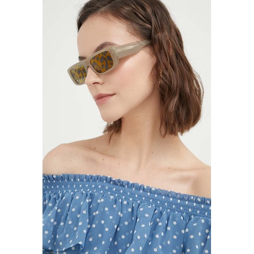 Emporio Armani okulary przeciwsłoneczne damskie kolor beżowy ze sklepu ANSWEAR.com w kategorii Okulary przeciwsłoneczne damskie - zdjęcie 174787532