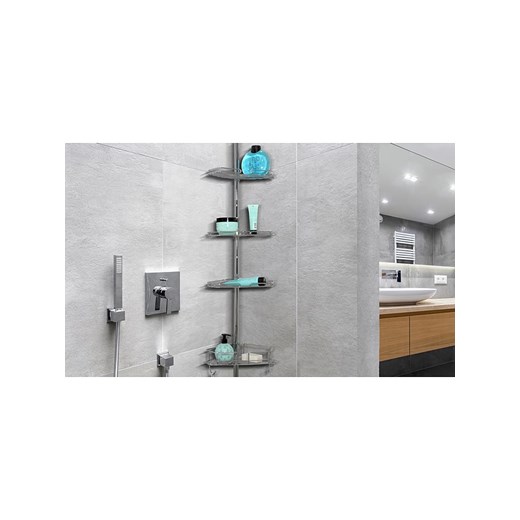 IDOMYA Essentials Regał w kolorze srebrnym do kabiny prysznicowej - wys. 160 cm ze sklepu Limango Polska w kategorii Akcesoria łazienkowe - zdjęcie 174787981