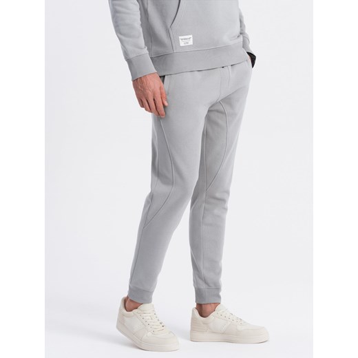 Komplet dresowy męski bluza kangurka + spodnie joggery – szary V8 Z81 L ombre