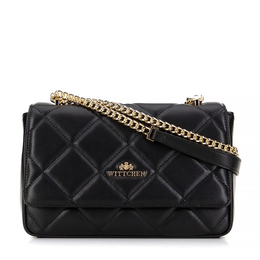 Damska torebka crossbody skórzana w romby czarna ze sklepu WITTCHEN w kategorii Listonoszki - zdjęcie 174789021