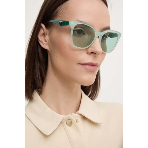 Emporio Armani okulary przeciwsłoneczne damskie kolor turkusowy ze sklepu ANSWEAR.com w kategorii Okulary przeciwsłoneczne damskie - zdjęcie 174789452