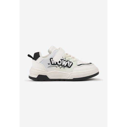 Biało-Czarne Buty Sportowe Sneakersy Zapinane na Rzep z Aplikacją 3D Lerinael ze sklepu born2be.pl w kategorii Buty sportowe dziecięce - zdjęcie 174790441
