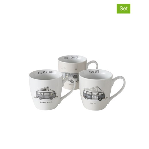 Boltze Kubki jumbo (3 szt.) &quot;Vanlife&quot; w kolorze biało-szarym - 480 ml ze sklepu Limango Polska w kategorii Naczynia - zdjęcie 174791553