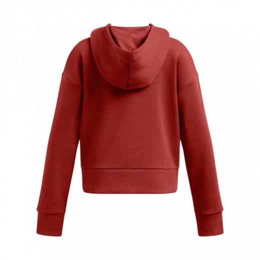 Dziewczęca bluza dresowa nierozpinana z kapturem Under Armour UA Rival Fleece Crop Hoodie - czerwona ze sklepu Sportstylestory.com w kategorii Bluzy damskie - zdjęcie 174792431