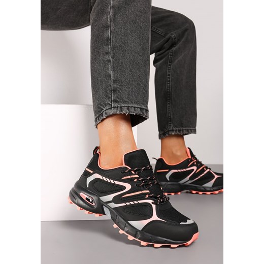Buty sportowe damskie Renee sneakersy czarne na wiosnę sznurowane
