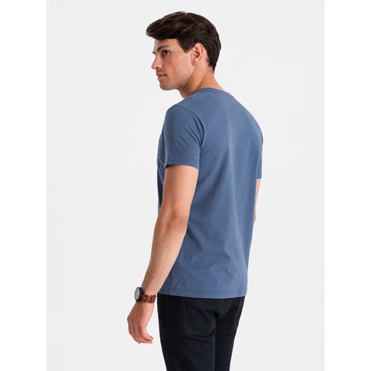T-shirt męski niebieski Ombre casualowy z krótkimi rękawami 