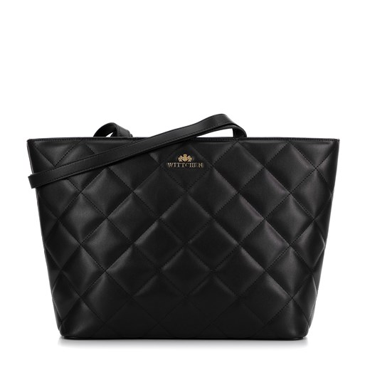 Damska shopperka skórzana trapezowa w romby czarna ze sklepu WITTCHEN w kategorii Torby Shopper bag - zdjęcie 174799172
