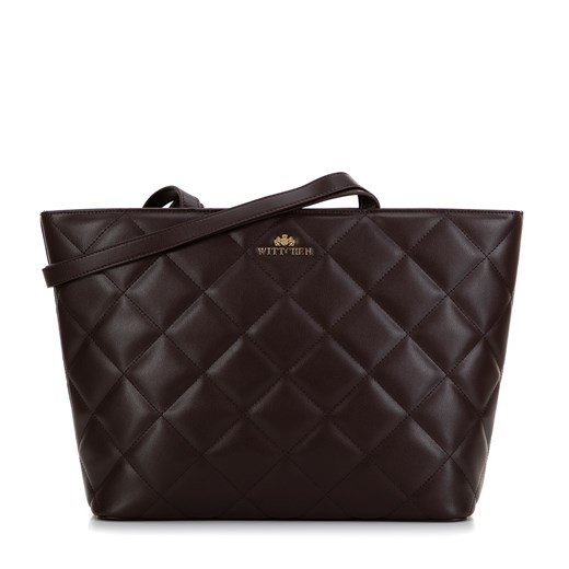 Damska shopperka skórzana trapezowa w romby brązowa ze sklepu WITTCHEN w kategorii Torby Shopper bag - zdjęcie 174799173