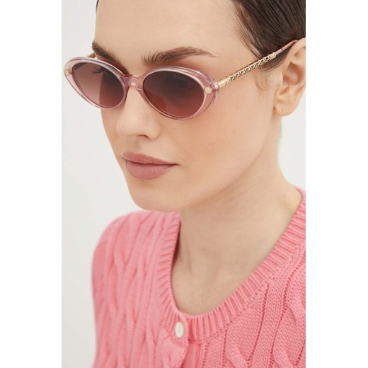 Versace okulary przeciwsłoneczne damskie kolor różowy 0VE4469 ze sklepu ANSWEAR.com w kategorii Okulary przeciwsłoneczne damskie - zdjęcie 174799530