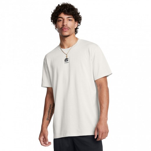 Męska koszulka do koszykówki Under Armour Curry Logo Heavyweight - biała ze sklepu Sportstylestory.com w kategorii T-shirty męskie - zdjęcie 174801391