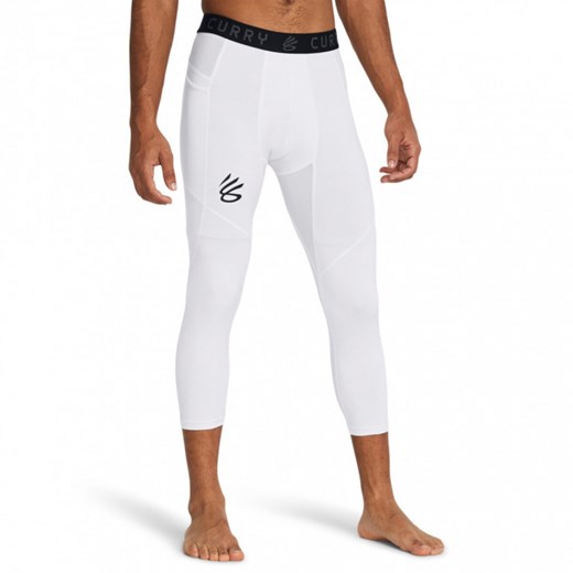 Męskie legginsy treningowe 3/4 Under Armour Curry Brand - białe ze sklepu Sportstylestory.com w kategorii Spodnie męskie - zdjęcie 174801403