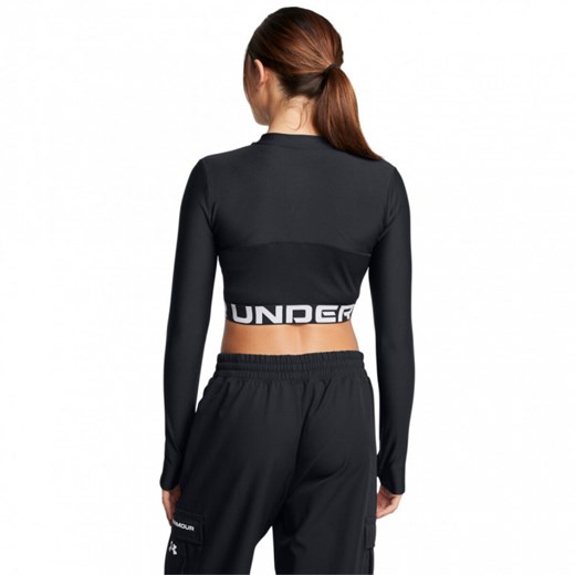 Damski longsleeve treningowy Under Armour Heatgear Rib 1/4 Zip Ls - czarny ze sklepu Sportstylestory.com w kategorii Bluzki damskie - zdjęcie 174801474