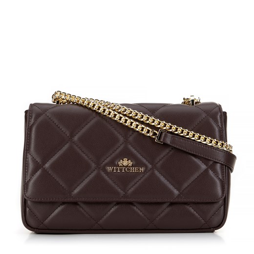 Damska torebka crossbody skórzana w romby brązowa ze sklepu WITTCHEN w kategorii Listonoszki - zdjęcie 174802973