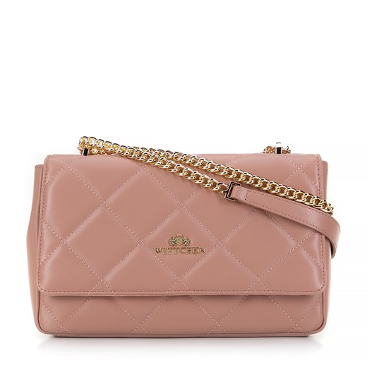 Damska torebka crossbody skórzana w romby różowa ze sklepu WITTCHEN w kategorii Listonoszki - zdjęcie 174802974