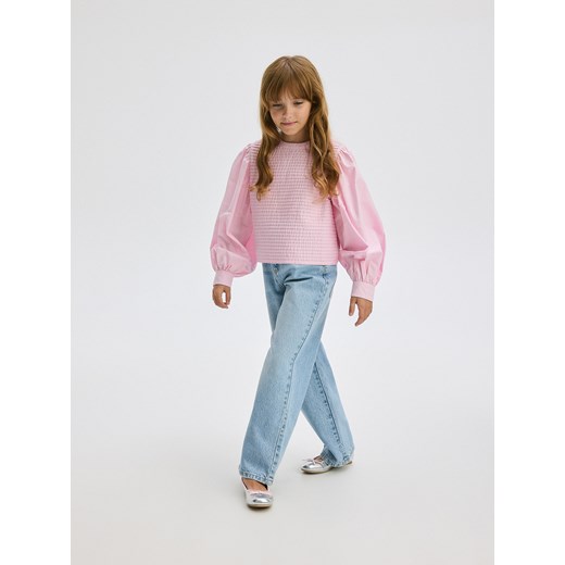Reserved - Koszula z bufiastymi rękawami - różowy Reserved 128 (7-8 lat) Reserved