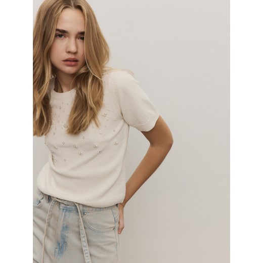Reserved - Dzianinowa bluzka - kremowy Reserved M Reserved