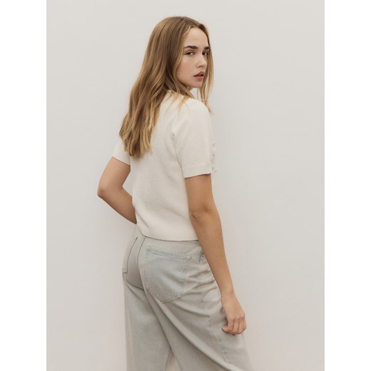 Reserved - Dzianinowa bluzka - kremowy Reserved M Reserved