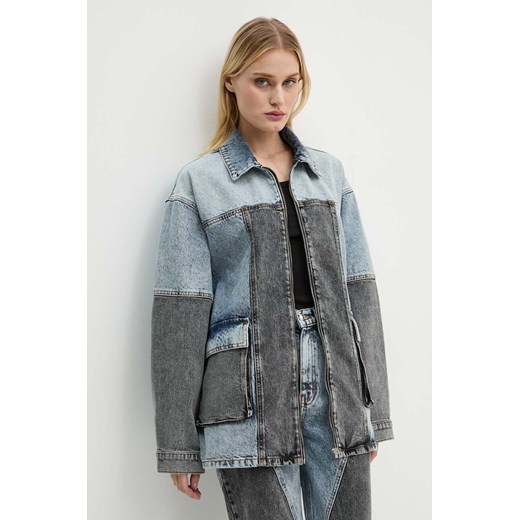 Rotate kurtka jeansowa Oversized Patchwork Jacket damska kolor niebieski przejściowa oversize 1128221603 ze sklepu ANSWEAR.com w kategorii Kurtki damskie - zdjęcie 174805302