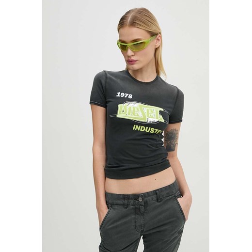 Diesel t-shirt T-UNCUTIES-P4 damski kolor czarny A15383.0QJAP ze sklepu ANSWEAR.com w kategorii Bluzki damskie - zdjęcie 174805422