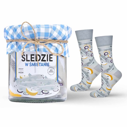 Skarpetki Męskie | Damskie SOXO GOOD STUFF śledzie w słoiku z ozdobną serwetką ze sklepu Sklep SOXO w kategorii Skarpetki męskie - zdjęcie 174805710