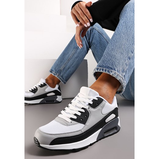 Czarno-Szare Sznurowane Sneakersy na Grubej Podeszwie Sayre ze sklepu renee.pl w kategorii Buty sportowe damskie - zdjęcie 174805842